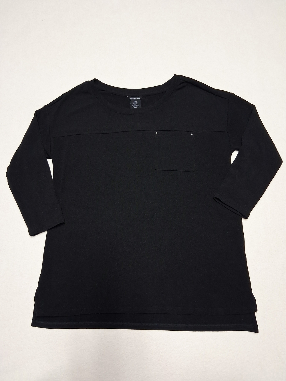 4/20$ Calvin Klein Jeans Kids Black Long Sleeve Pocket Tee